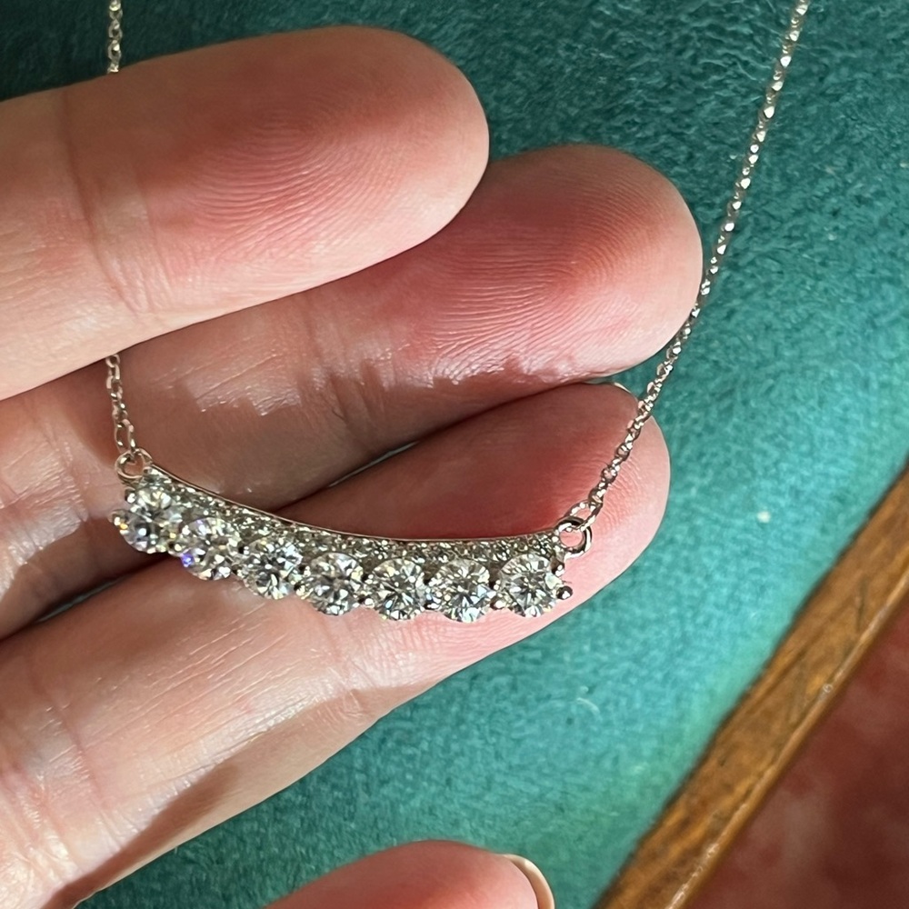 Elegant SilverDiamond CZ Bar Necklace Perfect for Layering